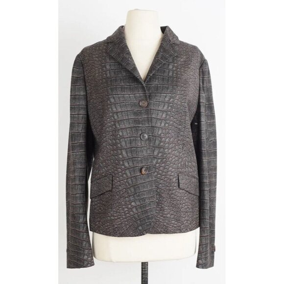 $3,450 Loro Piana Fine Cashmere Alligator Print Blazer Jacket Size 48 NWT